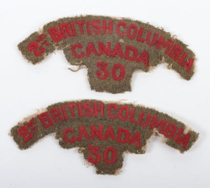 WW1 Canadian 2ND British Columbia 30th Battalion Canadian Expeditionary Force (C.E.F) Cloth Shoulder Titles