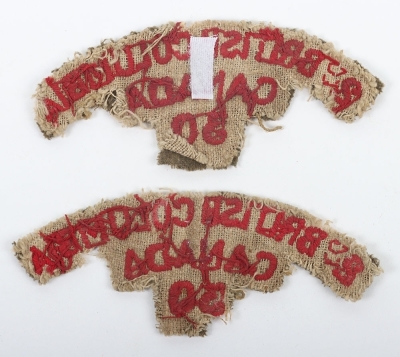 WW1 Canadian 2ND British Columbia 30th Battalion Canadian Expeditionary Force (C.E.F) Cloth Shoulder Titles - 2