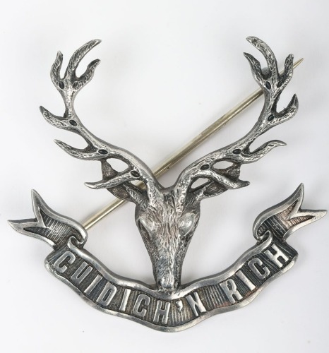 Hallmarked Silver Seaforth Highlanders Officers Glengarry Badge