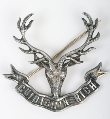 Hallmarked Silver Seaforth Highlanders Officers Glengarry Badge