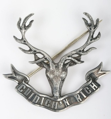 Hallmarked Silver Seaforth Highlanders Officers Glengarry Badge