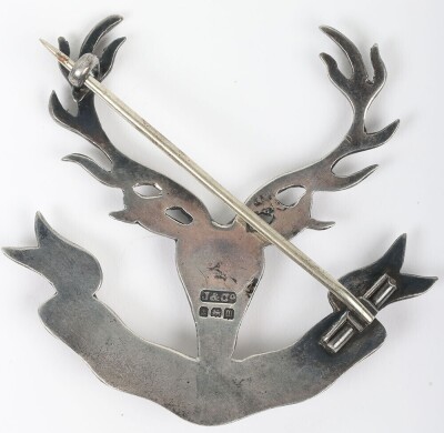 Hallmarked Silver Seaforth Highlanders Officers Glengarry Badge - 2