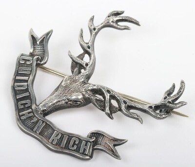 Hallmarked Silver Seaforth Highlanders Officers Glengarry Badge - 4