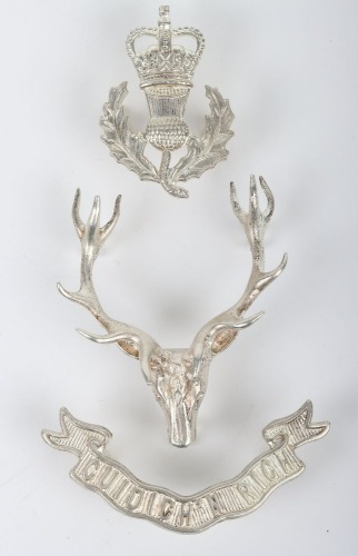 EIIR Queens Own Highlanders Officers Silver Headdress Badge