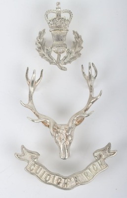 EIIR Queens Own Highlanders Officers Silver Headdress Badge
