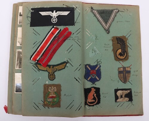 WW2 British Scrap Book Album, Featuring Cloth Insignia, Polish Armoured Division.