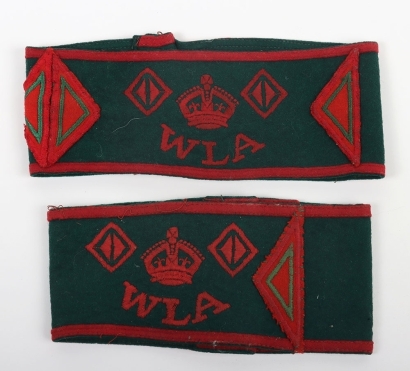 2x WW2 British Women's Land Army (W.L.A) Armbands,