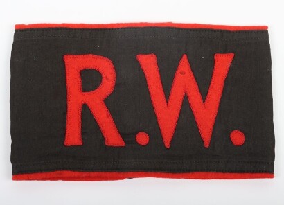 WW2 Military Police Associated 'RW' Armband.