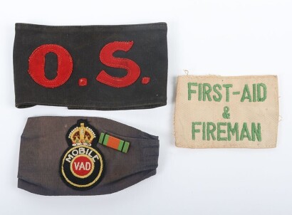 WW2 British 'Orderly Sergeant' & 'Voluntary Aid Detachment' Arm Bands.