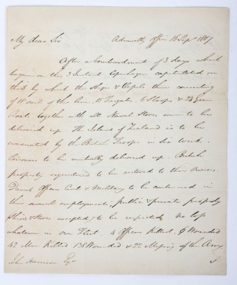 Battle of Copenhagen 1807, Handwritten Letter / Account of the Bombardment,