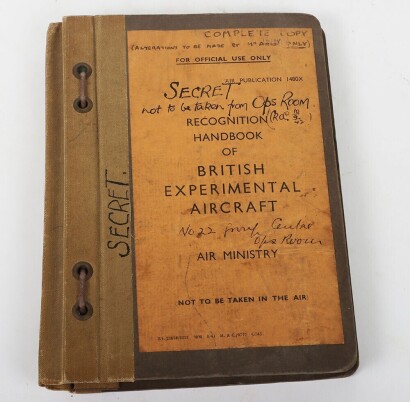 Rare WW2 British 'Recognition Handbook of British Experimental Aircraft' Publication 1480X.