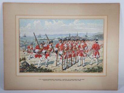 Richard Simkin (1840-1926) Watercolour - 17th Leicestershire Regiment Landing on Cape Breton Island Previous to the Capture of Louisberg 8th June 1758