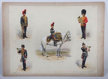 Watercolour Bandsman of the Royal Artillery and Royal Engineers by Richard Simkin