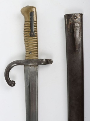 French Chassepot Bayonet with German M-1871 Steel Scabbard