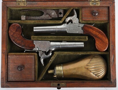 Pair of 68 bore boxlock percussion pocket pistols c.1830