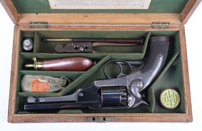 Good cased 5 shot 80 bore Kerr&rsquo;s Patent single action percussion revolver of 1st Sussex Artillery Volunteers