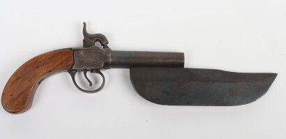 A boxlock percussion pocket pistol with later blade added