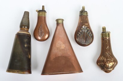 5 assorted powder flasks