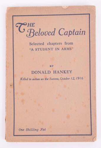 WW1 Book &ldquo;The Beloved Captain&rdquo; by Donald Hankey Killed in Action on the Somme October 12 1916