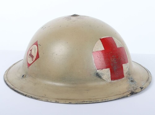 WW2 British Medical Mk.II Steel Combat Helmet, 13 Corps.