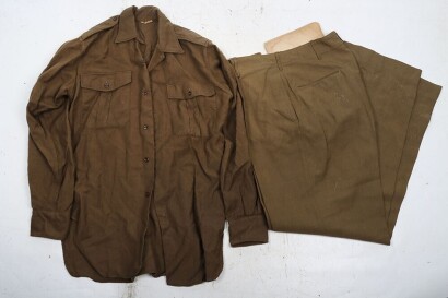 WW2 US Enlisted Men's Class A Trousers and Wool Shirt.