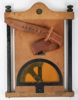 First World War, Royal Flying Corps map / observation chart leg board. Dated 1917 made by Houghton - Butcher, London. With Leather strap and inlaid compass