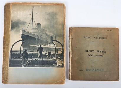 Sinking of the Bismarck, Fleet Air Arm interest: Pilots Flying log book and personal photograph album named and belonging to Lieutenant (A) Alan Owensmith Royal Navy who was present at the swordfish torpedo attack against the German Battleship Bismarck.Ph
