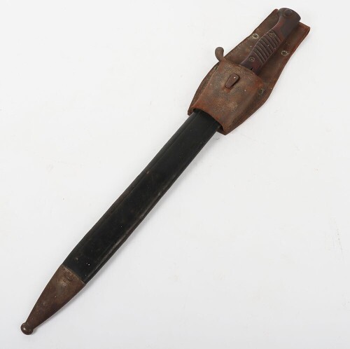 WW1 German G98 Saw Back Pioneers Bayonet in Leather Scabbard.