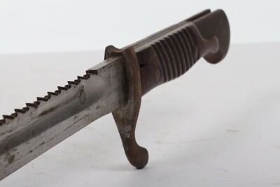 WW1 German G98 Saw Back Pioneers Bayonet in Leather Scabbard. - 13