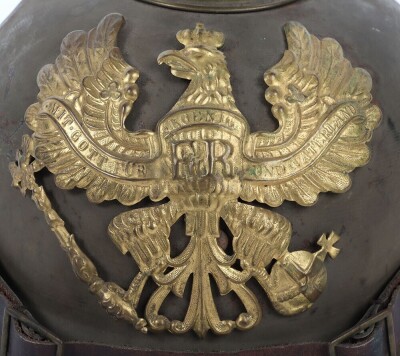 Rare WW1 German Prussian Spun Steel Ersatz Pickelhaube - 3