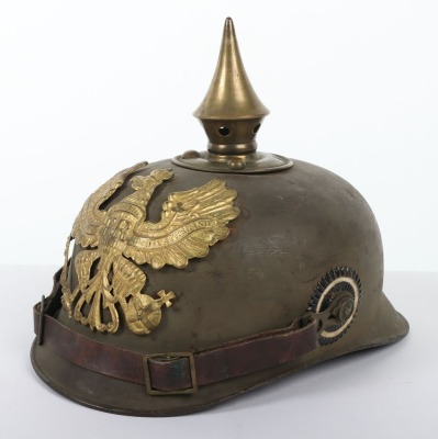 Rare WW1 German Prussian Spun Steel Ersatz Pickelhaube - 4