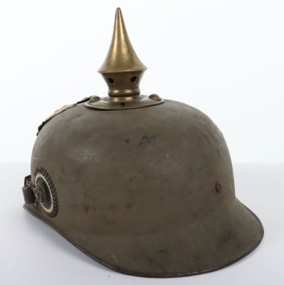 Rare WW1 German Prussian Spun Steel Ersatz Pickelhaube - 7