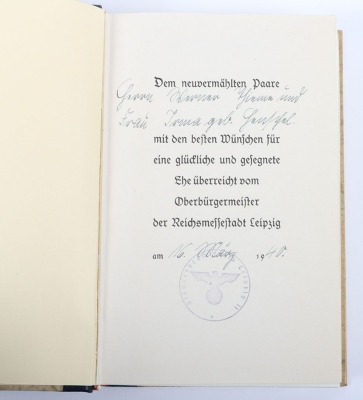 Third Reich Adolf Hitler Mein Kampf, wedding edition 1939 issued by Reichsmessestadt Leipzig - 5