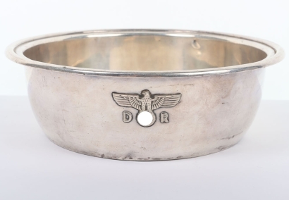 Third Reich Deutsche Reichsbahn Alpaka Silverware Large Bowl from Hermann Goring Dining Wagon 10 241, Part of Sonderzug Asien