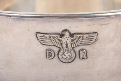 Third Reich Deutsche Reichsbahn Alpaka Silverware Large Bowl from Hermann Goring Dining Wagon 10 241, Part of Sonderzug Asien - 3