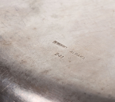 Third Reich Deutsche Reichsbahn Alpaka Silverware, Large Dining / Serving Plate from Hermann Goring Dining Wagon 10 241, Part of Sonderzug Asien - 6