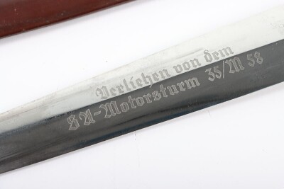 Third Reich SA (Sturmabteilung) Dagger with Unit Engraved Blade, - 2
