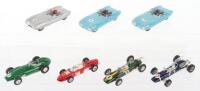 Seven Unboxed Corgi Toys Racing Cars