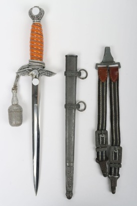 WW2 German Luftwaffe 2nd Pattern Officers Dress Dagger by Carl Eickhorn, Solingen, with Straps and Knot,