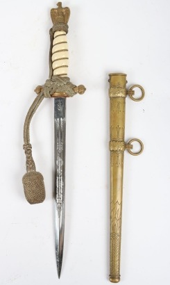 WW2 German Kriegsmarine Officers Dress Dagger by WKC, Solingen,