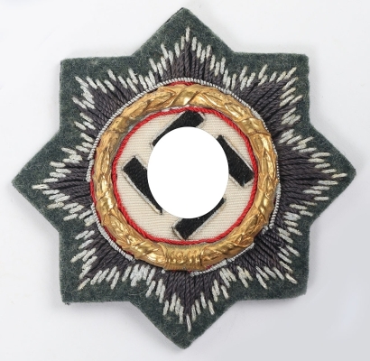 WW2 German Army / Waffen-SS Issue Cloth Grade German Cross in Gold (Deutsches Kreuz)