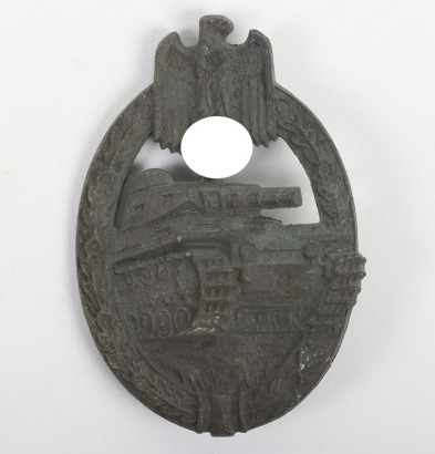 WW2 German Army / Waffen-SS Panzer Assault Badge in Silver by Hermann Aurich, Dresden