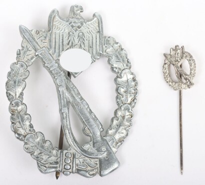 WW2 German Army / Waffen-SS Infantry Assault Combat Badge by W. Deumer, L&uuml;denscheid and 16mm miniature