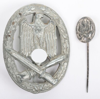 WW2 German Army / Waffen-SS General Assault Combat Badge by R. Karneth, Gablonz and 16mm miniature