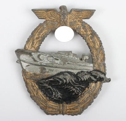 WW2 German Kriegsmarine 2nd Pattern E-Boat Badge by AS, Gablonz