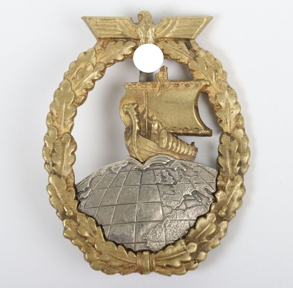 WW2 German Kriegsmarine Auxiliary Cruiser War Badge by C.E. Juncker, Berlin