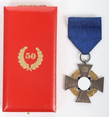 Scarce Third Reich 50 Year Faithful Service Decoration medal by Deschler & Sohn