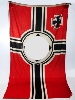 Large WW2 German Naval Battle Flag (Reichskriegsflagge) Reputed to have Been Flown on the Fortified House, Omaha Beach, Normandy