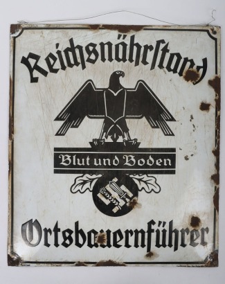 Third Reich Enamel Building Plaque for the Farming & Agricultural Association (Reichsn&auml;hrstand) Ortsbauernf&uuml;hrer