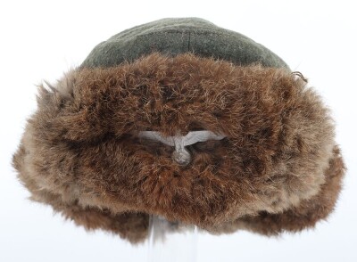 WW2 German Winter Fur Lined Field Cap - 2